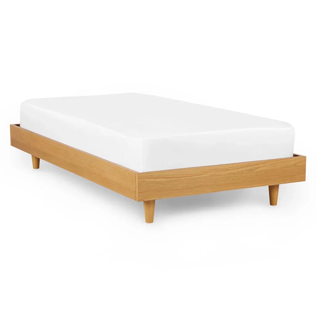 Minimalist Oak Wood Bed Frame With Low Design