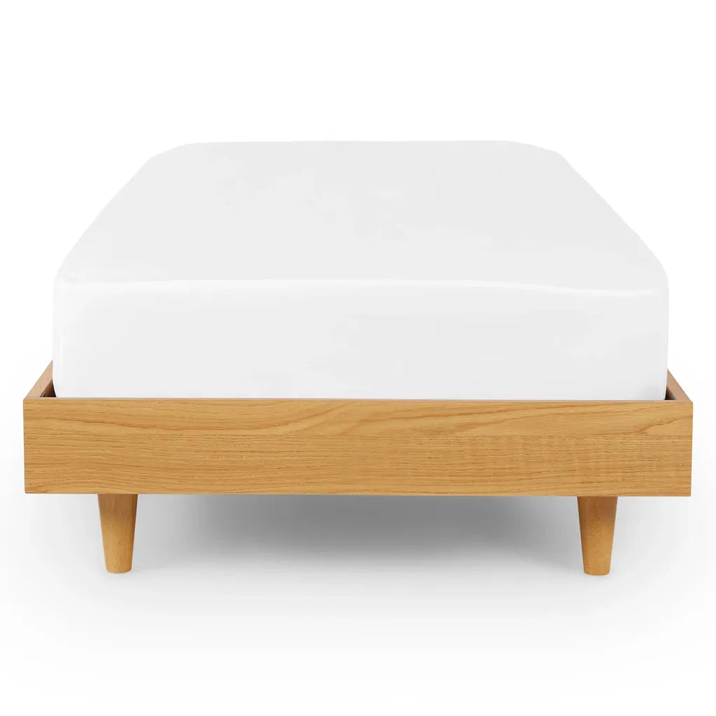 Minimalist Oak Wood Bed Frame With Low Design