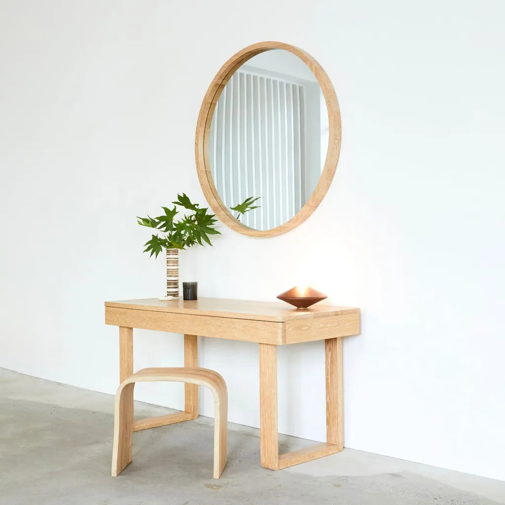 Oak Wood Dressing Table With Wide Surface And Storage