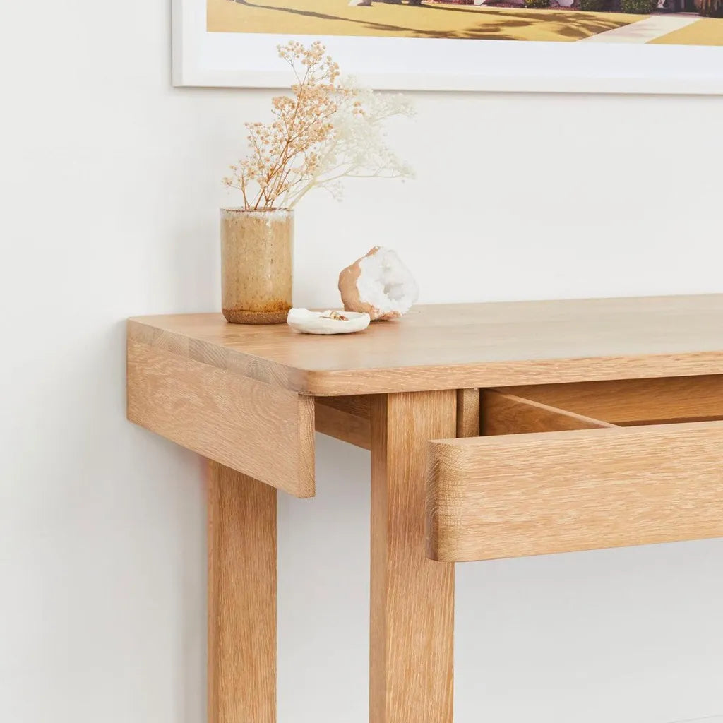 Oak Wood Dressing Table With Wide Surface And Storage
