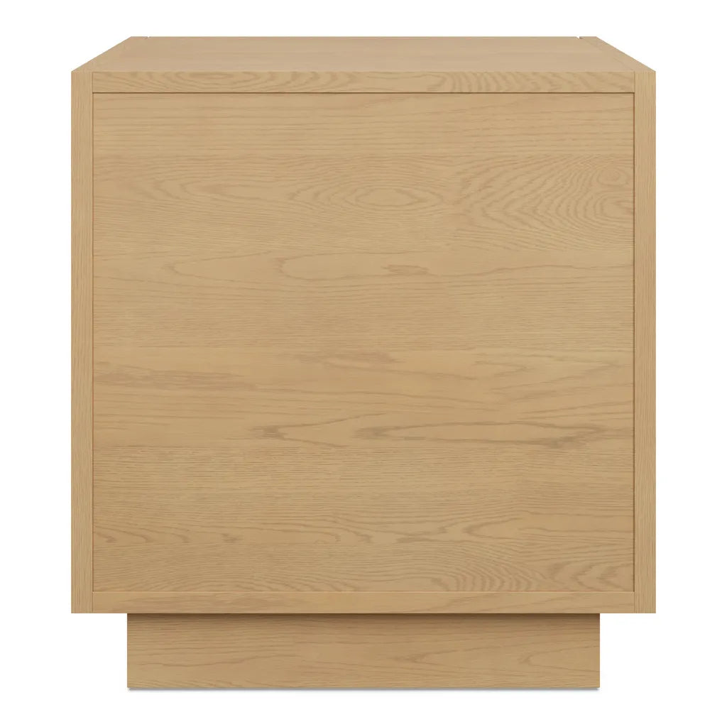 Oak Wood Nightstand With Drawer And Solid Base