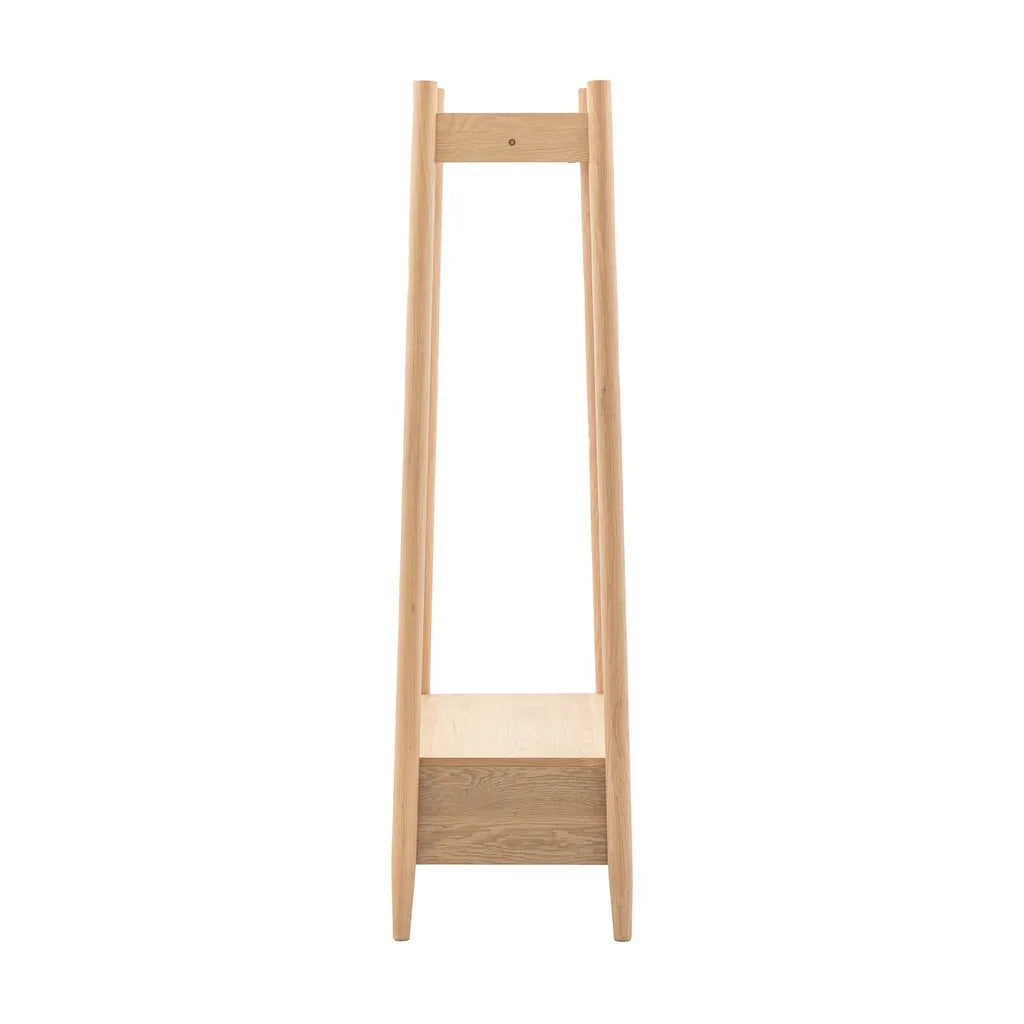 Oak Wood Wardrobe With Double Doors And Hanging Storage
