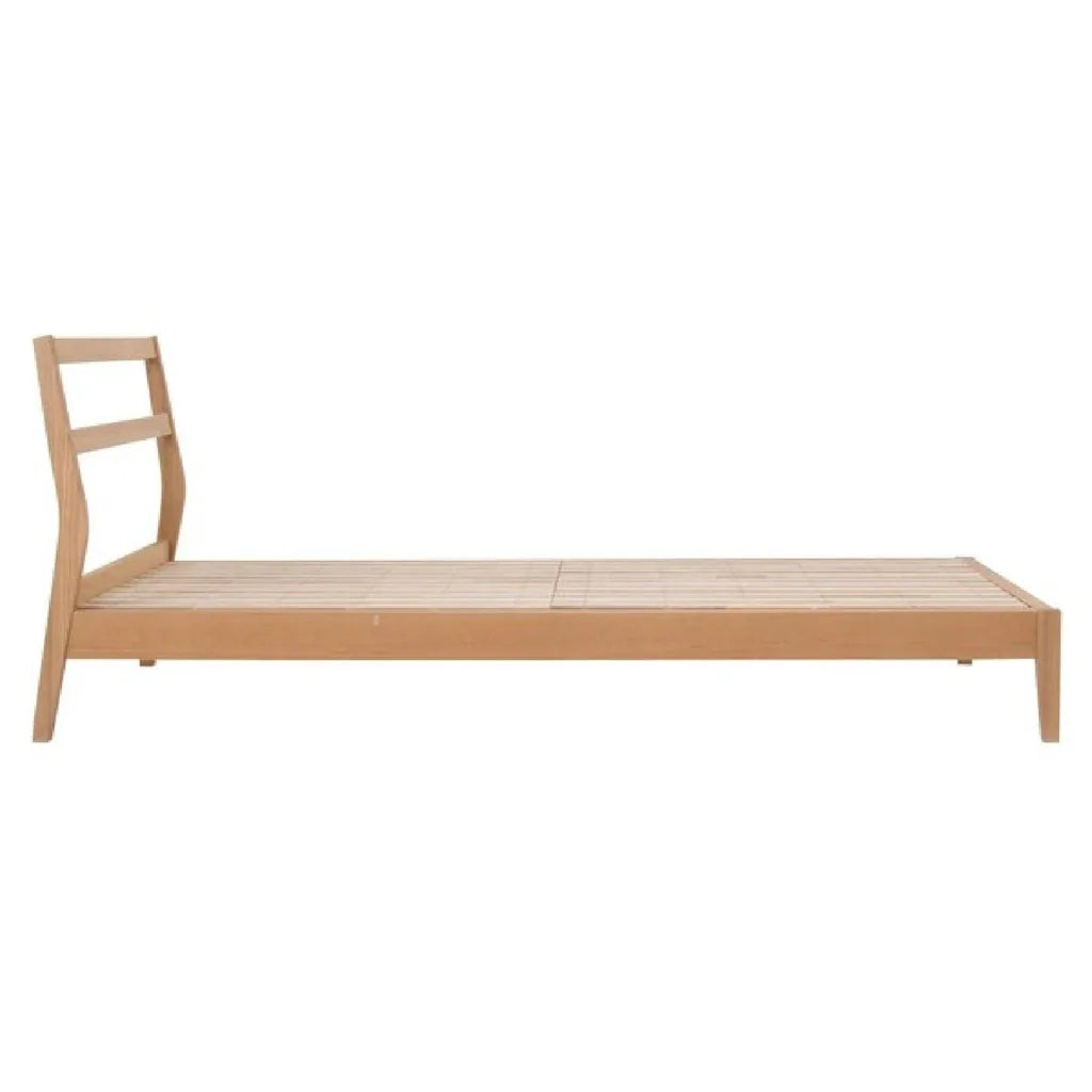 Ash Wood Bed Frame With High Headboard And Natural Grain