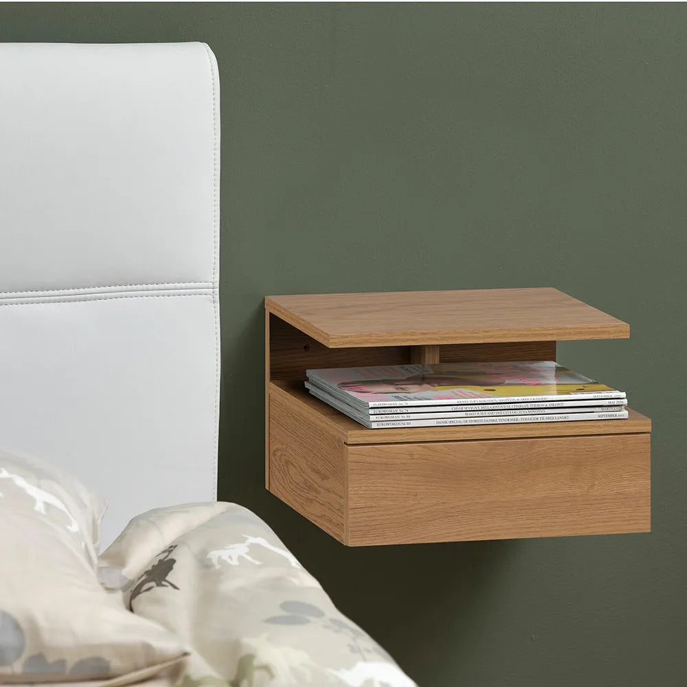 Compact Oak Wood Nightstand With Minimalist Design