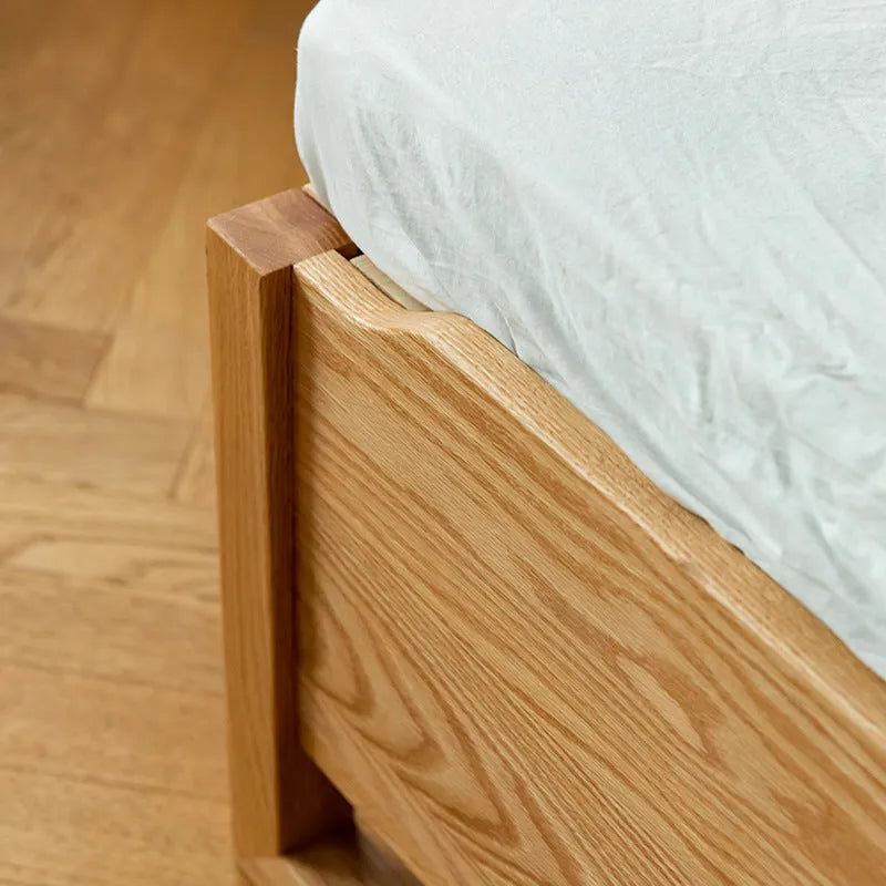 Low Profile Oak Wood Bed Frame With Veneer Finish