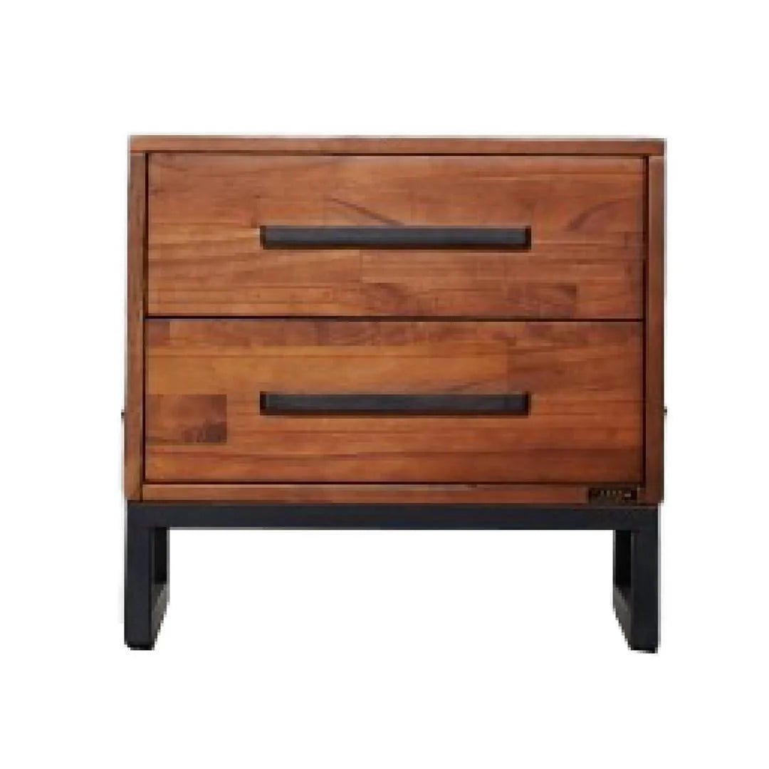 Mid Century Wooden Nightstand With Drawers And Legs