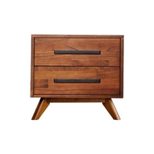 Mid Century Wooden Nightstand With Drawers And Legs
