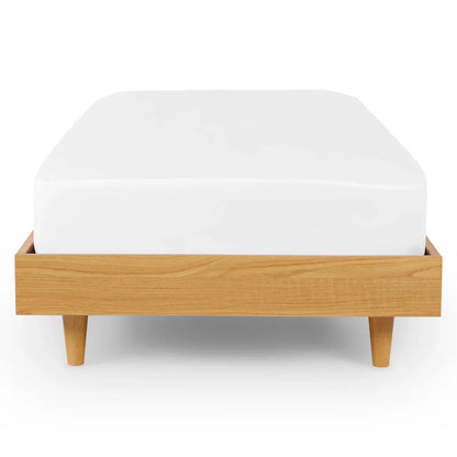 Minimalist Oak Wood Bed Frame With Low Design