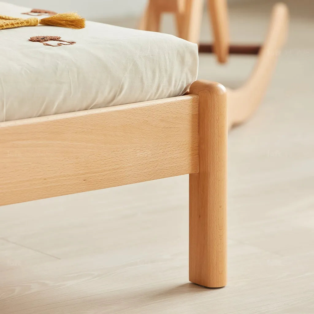Oak Wood Bed Frame With Panel Headboard And Natural Finish