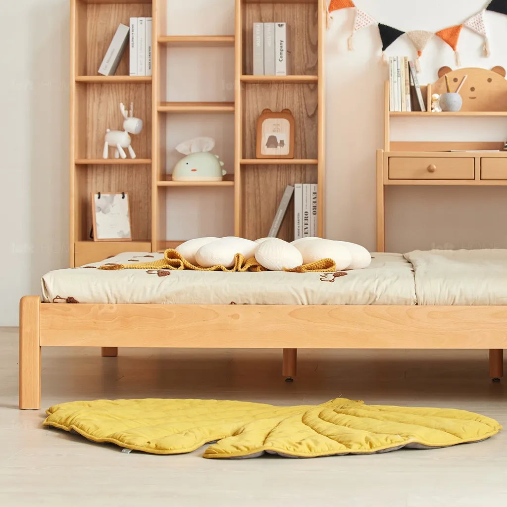 Oak Wood Bed Frame With Panel Headboard And Natural Finish