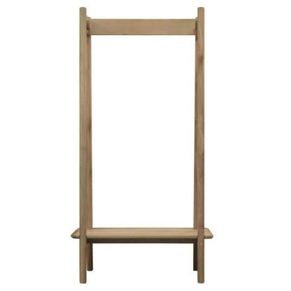Oak Wood Clothes Rack With Shelf And Hanging Bar