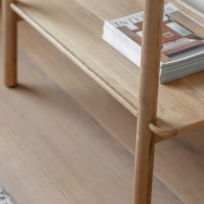 Oak Wood Clothes Rack With Shelf And Hanging Bar