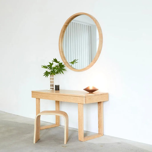 Oak Wood Dressing Table With Wide Surface And Storage