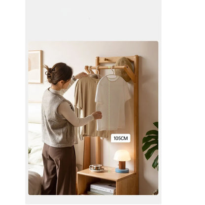 Oak Wood Hanging Rack With Open Frame Design