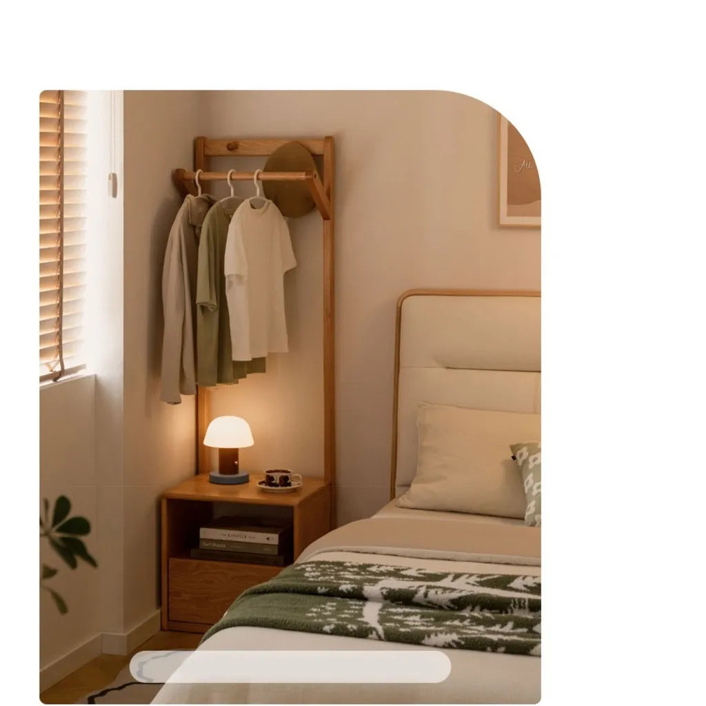 Oak Wood Hanging Rack With Open Frame Design