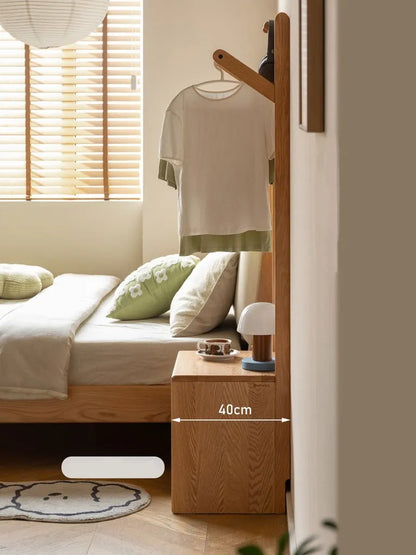 Oak Wood Hanging Rack With Open Frame Design