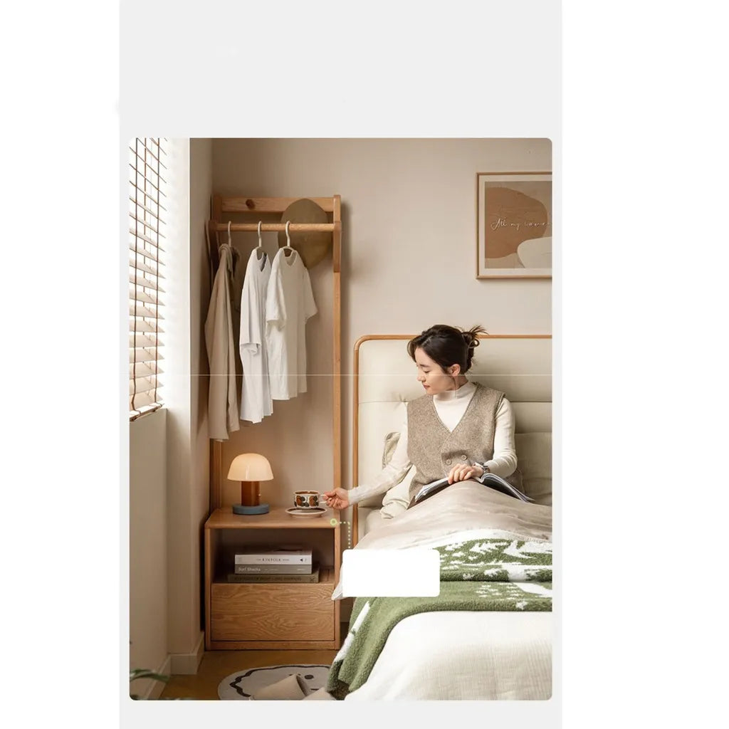 Oak Wood Hanging Rack With Open Frame Design