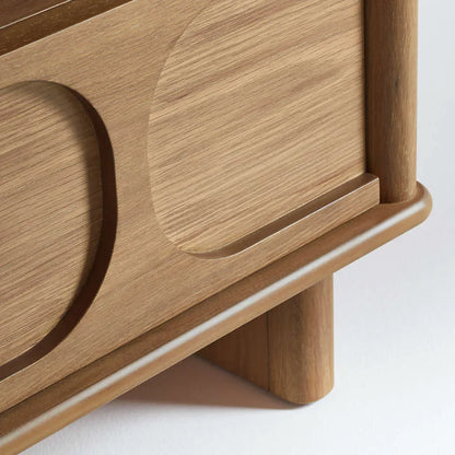Oak Wood Nightstand With Drawer And Open Shelf