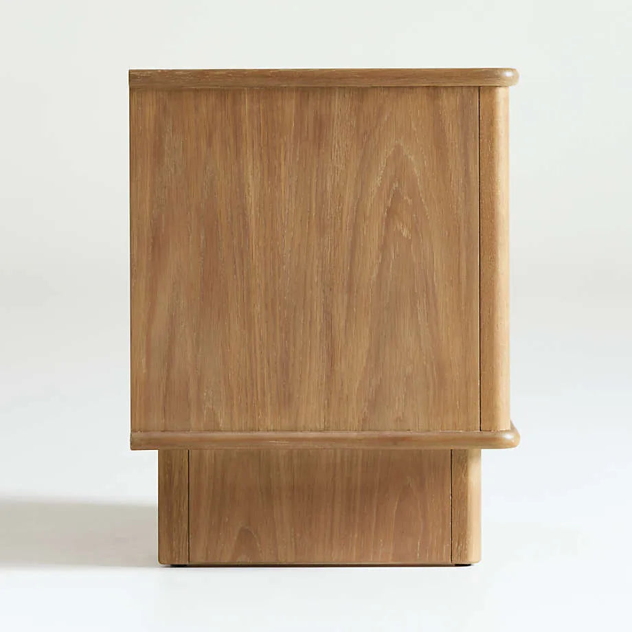 Oak Wood Nightstand With Drawer And Open Shelf