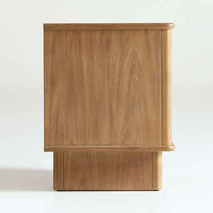 Oak Wood Nightstand With Drawer And Open Shelf
