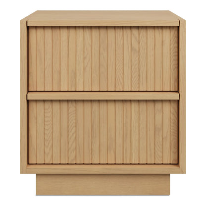 Oak Wood Nightstand With Drawer And Solid Base