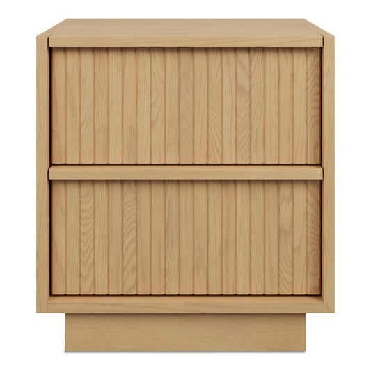 Oak Wood Nightstand With Drawer And Solid Base