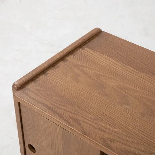 Oak Wood Nightstand With Storage Drawer And Flat Top