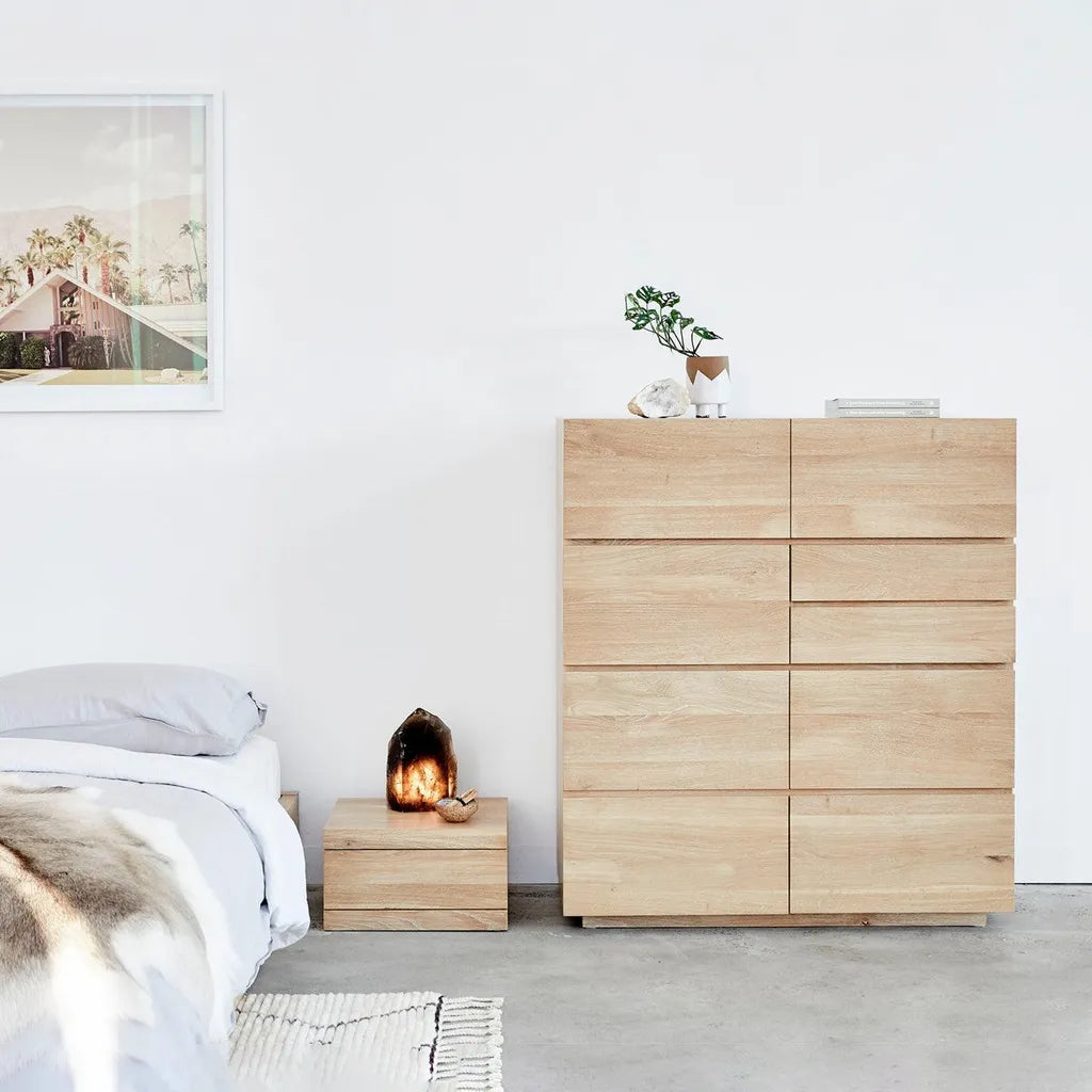 Oak Wood Storage Cabinet With Multiple Drawers