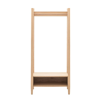 Oak Wood Wardrobe With Double Doors And Hanging Storage