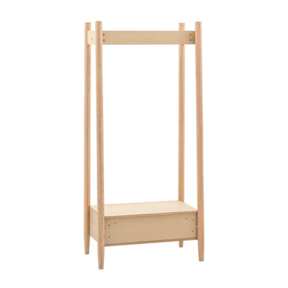 Oak Wood Wardrobe With Double Doors And Hanging Storage