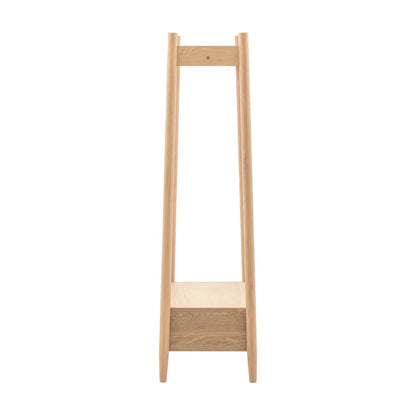 Oak Wood Wardrobe With Double Doors And Hanging Storage