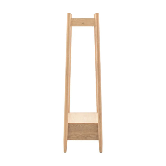 Oak Wood Wardrobe With Double Doors And Hanging Storage