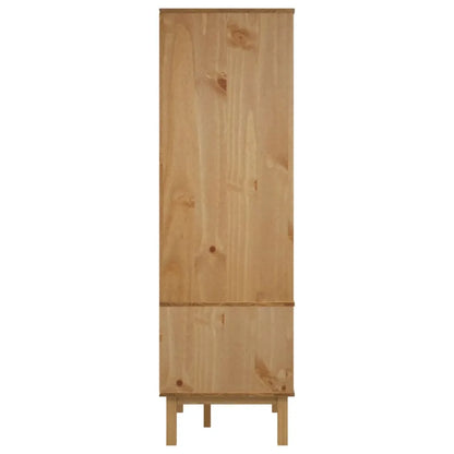 Pine Wood Wardrobe With Double Doors And Vertical Storage