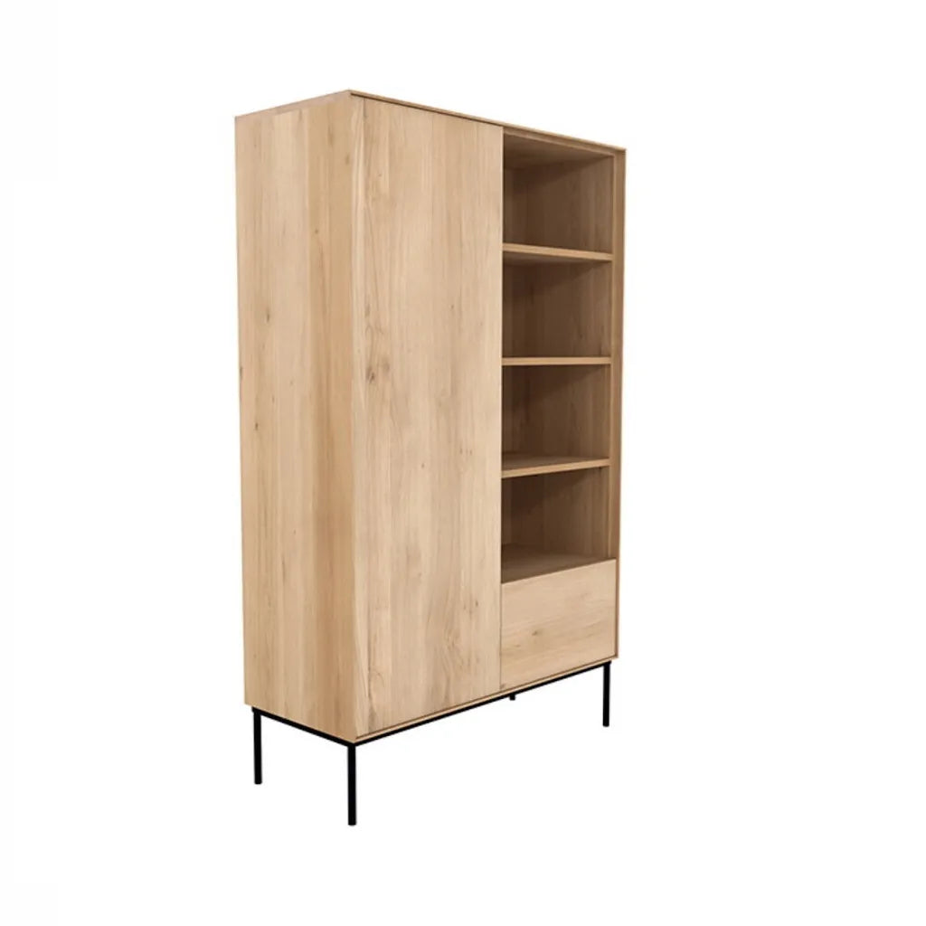 Single Door Oak Wood Wardrobe With Metal Details
