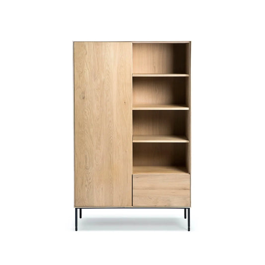 Single Door Oak Wood Wardrobe With Metal Details