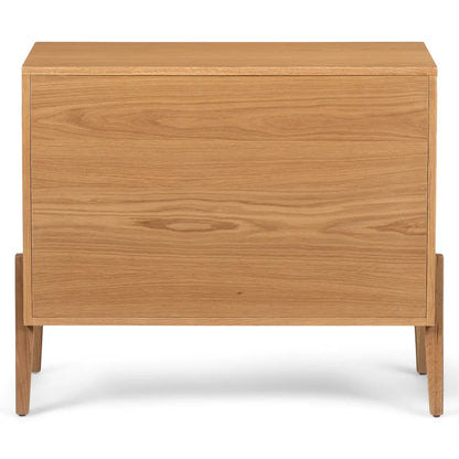 Tall Oak Wood Nightstand With Wide Drawer And Storage Space
